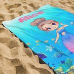 Serviette de Plage Personnalisée avec Princesse Sirène Fantastique et Nom Accessoire Séchage Rapide Cadeau Vacances d’Été pour Fille