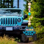 Personalized Duck Jeep Car Beaded Double-sided Printing Hanging Wood Ornament with Initial & Name Rear View Mirror Christmas Tree Decor for Jeep Lover