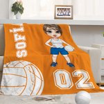 Manta suave personalizada con tema de baloncesto o voleibol con nombre y número regalo de cumpleaños para aficionados al baloncesto y voleibol