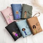 Personalized  Prom Queen Birth Flower  Leather Name Wallet with Card Holder and Wristlet Strap Wristlet Birthday Graduation Gift for Women Girls