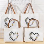 Bolsa de lona personalizada con los nombres de 1 a 6 niños y asa de piel Regalo de cumpleaños para el Día de la Madre para la abuela y la mamá