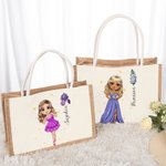 Sac en toile de jute avec nom et poignée Anniversaire Fête des mères Cadeau d'enterrement de vie de jeune fille pour les femmes