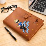 Funda de cuero PU personalizada para cuaderno A5 con personaje de caricatura y signo del zodiaco con bolsillo regalo de cumpleaños para todos
