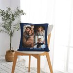 Taie d'Oreiller Personnalisée avec 1 à 3 Photos et Textes Cadeau Anniversaire Pendaison de Crémaillère pour Couples Familles