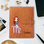 Funda de cuero PU personalizada para cuaderno A5 con personaje de caricatura y signo del zodiaco con bolsillo regalo de cumpleaños para todos