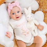 Personalised Cute Bunny 1st Easter 100% Cotton Long Sleeve Baby Bodysuit Matching Headband and Socks with Name Easter Party Birthday Gift for Newborns