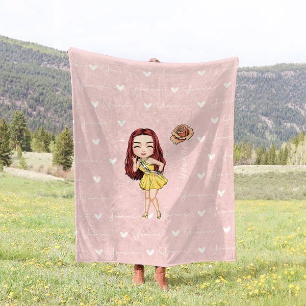 Personalized Prom Queen Birth Flower Design Soft Throw Blanket with Name  Home Decor Birthday Gift for Girls Women