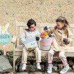 Personalized Embroidery Name Seersucker Canvas Bucket Bag Basket with Handle Easter Egg Hunt Supplies Birthday Party Favors Gift for Kids