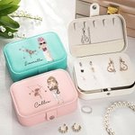 Portagioielli personalizzato in pelle PU con segni zodiacali brillanti e fiore di nascita a due strati regalo di compleanno e viaggio per donne
