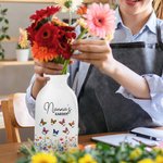 Personalizada Flor de Nacimiento Jardín de Mariposas Florero de Cerámica con Apodo y 1-8 Nombres Cumpleaños Día de la Madre Regalo para Mamá Abuela Familia