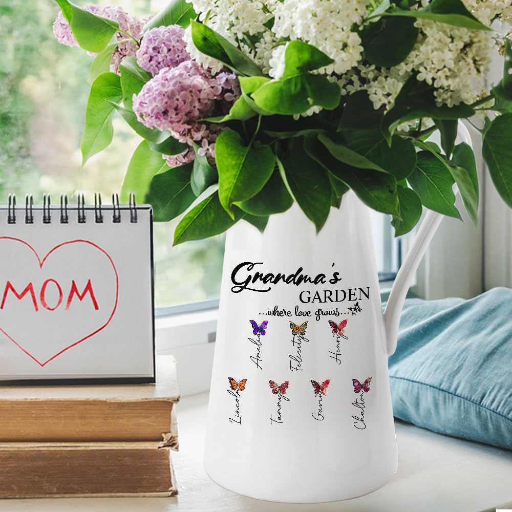 Personalisierte Keramik Vase - Omas Garten Gravur Geschenk