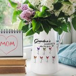 Personalisierte Omas Garten Geburt Blume Schmetterling Keramik Blumenvase mit 1-10 Namen Geburtstag Muttertag Geschenk für Mama Oma Familie