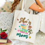 Personalized Heart Butterfly Birth Flower Reusable Canvas Tote Bag with Name Travel Accessories Birthday Mother’s Day Gift for Mom Grandma