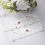 Jarretière de Mariage Personnalisée avec Pierres de Naissance 2 Pièces en Dentelle Blanche Cadeau Mariage Anniversaire pour Mariée