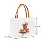 Sac en Toile Personnalisé avec Nom et Fleur de Naissance Accessoire à Bandes en Cuir Cadeau Anniversaire Fête des Mères pour Femme