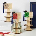 Personalized Wooden Layered Cake Money Holder with Text Graduation Cap and Tassel Graduation Gift for Graduates