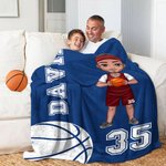 Manta suave personalizada con tema de baloncesto o voleibol con nombre y número regalo de cumpleaños para aficionados al baloncesto y voleibol