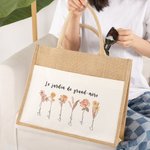 Sac Fourre-Tout Personnalisé avec Fleur de Naissance Cadeau Anniversaire Fête des Mères pour Mère Grand-mère