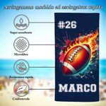 Asciugamano da spiaggia personalizzato con nome e numero design con diverse tipologie di palla regalo per amanti dello sport