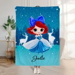 Castillo de princesas de dibujos animados personalizado Manta suave con nombre Decoración del hogar Regalo de cumpleaños para niñas