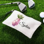 Fiore di nascita personalizzato in borsa da golf Borsa per il trucco portatile con nome e cinturino da polso Accessori da viaggio Regalo di compleanno per le donne amanti del golf