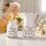 Personalizada Flor de Nacimiento Jardín de Mariposas Florero de Cerámica con Apodo y 1-8 Nombres Cumpleaños Día de la Madre Regalo para Mamá Abuela Familia