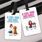 Personalisierte Ein Mädchen und ihre Hunde haben ungebrochene Bindung 3D Cartoon Stil Gepäckanhänger mit 1-5 Hundenamen Reisezubehör Geburtstagsgeschenk für Hundebesitzer