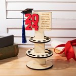 Personalized Wooden Layered Cake Money Holder with Text Graduation Cap and Tassel Graduation Gift for Graduates