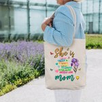 Personalized Heart Butterfly Birth Flower Reusable Canvas Tote Bag with Name Travel Accessories Birthday Mother’s Day Gift for Mom Grandma