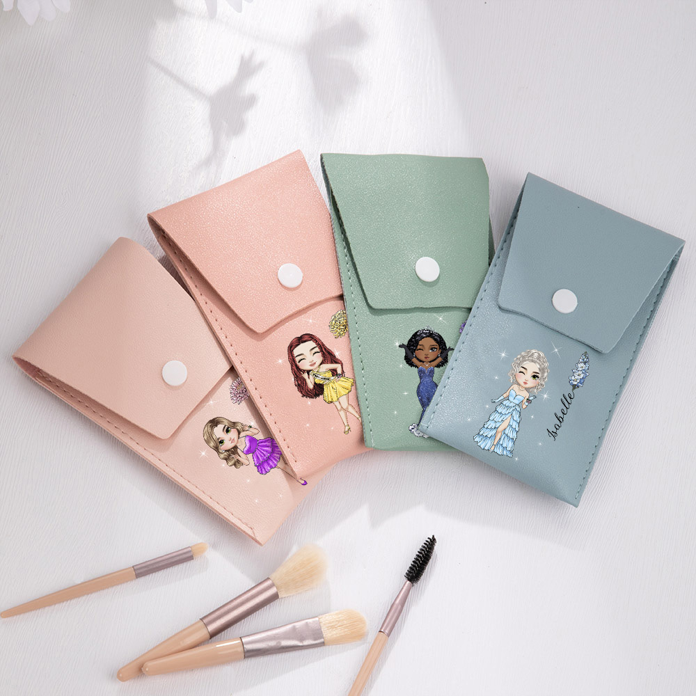 Trousse de Maquillage Personnalisée avec Reine du Bal Fleur de Naissance et Nom Accompagnée 8 Pinceaux de Maquillage Cadeau Pour Femme