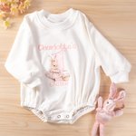 Personalised Cute Bunny 1st Easter 100% Cotton Long Sleeve Baby Bodysuit Matching Headband and Socks with Name Easter Party Birthday Gift for Newborns