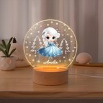 Personalizzato Carino Cartoon Fairy-tale Princess Acrylic LED Night Light con base in legno Home Decor Compleanno Regalo per bambini per ragazze