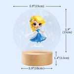 Personalizzato Carino Cartoon Fairy-tale Princess Acrylic LED Night Light con base in legno Home Decor Compleanno Regalo per bambini per ragazze