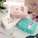 Portagioielli personalizzato in pelle PU con segni zodiacali brillanti e fiore di nascita a due strati regalo di compleanno e viaggio per donne