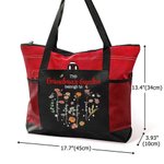 Personalised 1-12 Birth Flowers Names Large Tote Bag with Mesh Pockets Birthday Mother's Day Gift for Mom Grandma