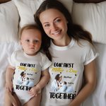 Personalized Our First Mother's Day Together 100% Cotton Baby Bodysuit T-shirt Matching Outfit with Photo and Names Mother's Day Gift for New Mom Baby