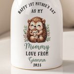 Personalisierte Happy Mother's Day Cute Animal Keramik Blumenvase mit Namen und Jahr Home Decor Muttertag Geschenk für Mama Oma