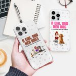 Personalised A Girl & Her Dogs Have Unbreakable Bond 3D Cartoon Design Clear Phone Case for iPhone with Name Birthday Gift for Pet Lovers Dog Mom