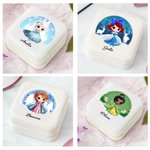 Personalized Snow Castle Cartoon Princess Leather Jewelry Box with Name Travel Essentials Birthday Anniversary Gift for Girls Women