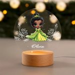Personalizzato Carino Cartoon Fairy-tale Princess Acrylic LED Night Light con base in legno Home Decor Compleanno Regalo per bambini per ragazze