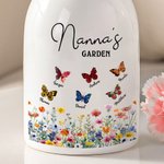 Personalizada Flor de Nacimiento Jardín de Mariposas Florero de Cerámica con Apodo y 1-8 Nombres Cumpleaños Día de la Madre Regalo para Mamá Abuela Familia