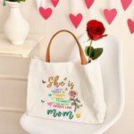 Personalisierte Sie ist stark Geburt Blume Schmetterlinge wiederverwendbare Canvas Tasche mit Spitznamen und Ledergriff Geburtstag Muttertag Geschenk für Frauen