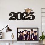 Segno di legno del berretto di laurea glitterato personalizzato con anno e nome Foto Prop Classe del 2025 Regalo di laurea per laureati