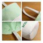 Personalized Embroidery Name Seersucker Canvas Bucket Bag Basket with Handle Easter Egg Hunt Supplies Birthday Party Favors Gift for Kids