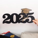 Segno di legno del berretto di laurea glitterato personalizzato con anno e nome Foto Prop Classe del 2025 Regalo di laurea per laureati