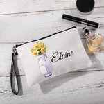 Fiore di nascita personalizzato in borsa da golf Borsa per il trucco portatile con nome e cinturino da polso Accessori da viaggio Regalo di compleanno per le donne amanti del golf
