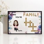 Personalizzato fiore di nascita cartone animato membri della famiglia nome Cruciverba Puzzle Canvas Poster incorniciato pittura senza cornice Home Decor Regalo di compleanno per la famiglia