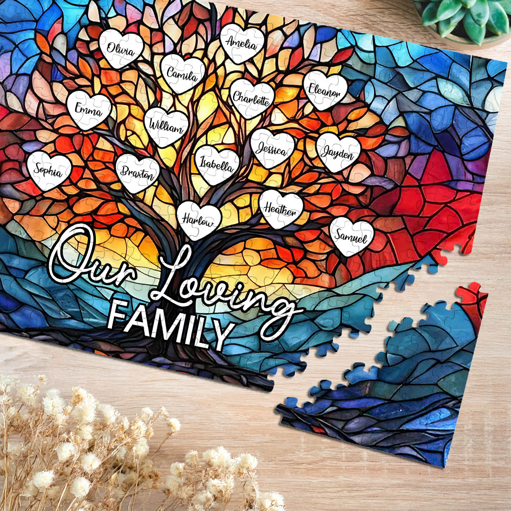 Casse-tête en bois avec 2-20 noms de coeur Décoration d'intérieur Anniversaire Fête des Mères Cadeau pour Maman Grand-mère