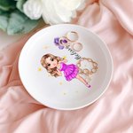 Personlig Prom Queen Birth Flower Ceramic Trinket Smyckeskål med namn Födelsedag Bröllop Förlovning Present för flickor Kvinnor