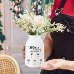 Personalisierte Omas Garten Geburt Blume Schmetterling Keramik Blumenvase mit 1-10 Namen Geburtstag Muttertag Geschenk für Mama Oma Familie